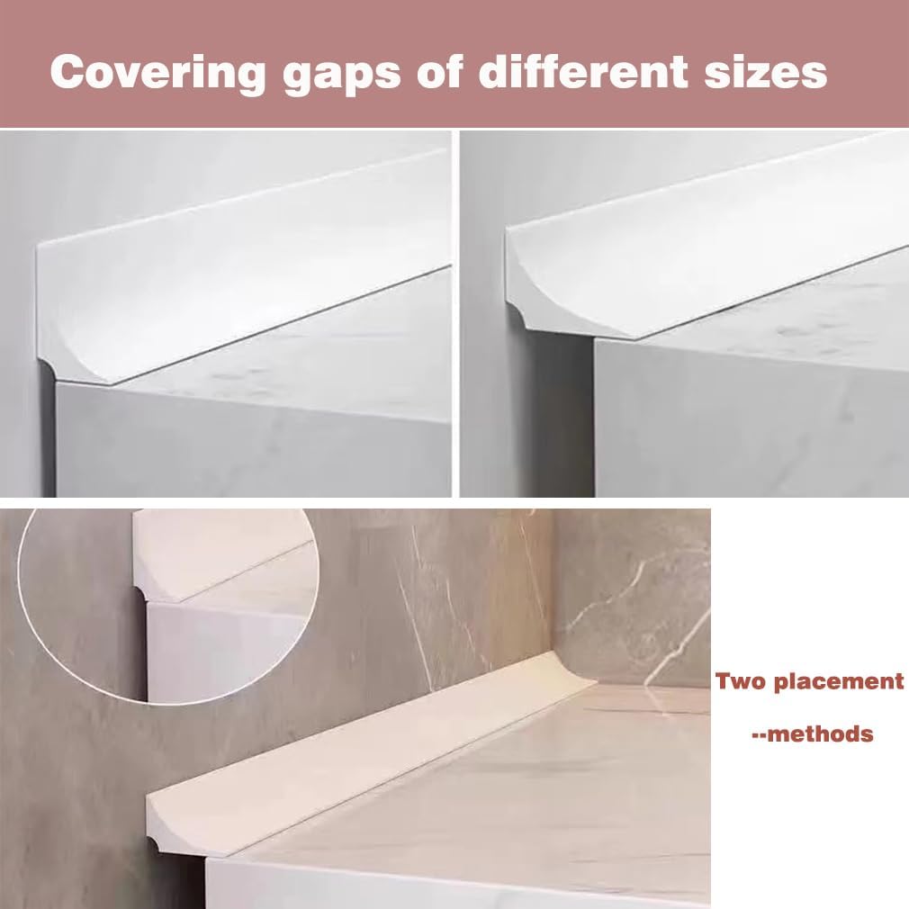 Water Dam Silicone Waterproof Barrier Bathroom and Kitchen Water Strip Coving Edging Strip（Grey-3.3m）