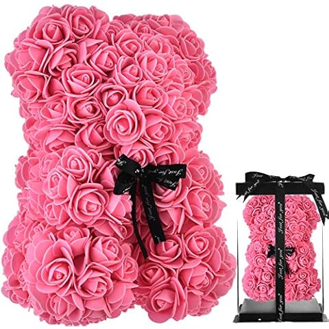 Rose Teddy Bear Rose Bear Gifts for Girlfriend mom Birthday Gifts for Women Gifts for her Gifts for mom Anniversary Mother Gifts Rose Flower Valentines Day Birthday Gifts - Rose Bear with Box (Pink) Cover