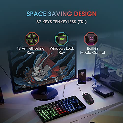 Image of EvoFox X-Team Fireblade TKL Gaming Keyboard and Spirit Gaming Mouse with EvoFox Falcon X85 Multifunctional Gaming Mouse Pad /Desk Pad Combo