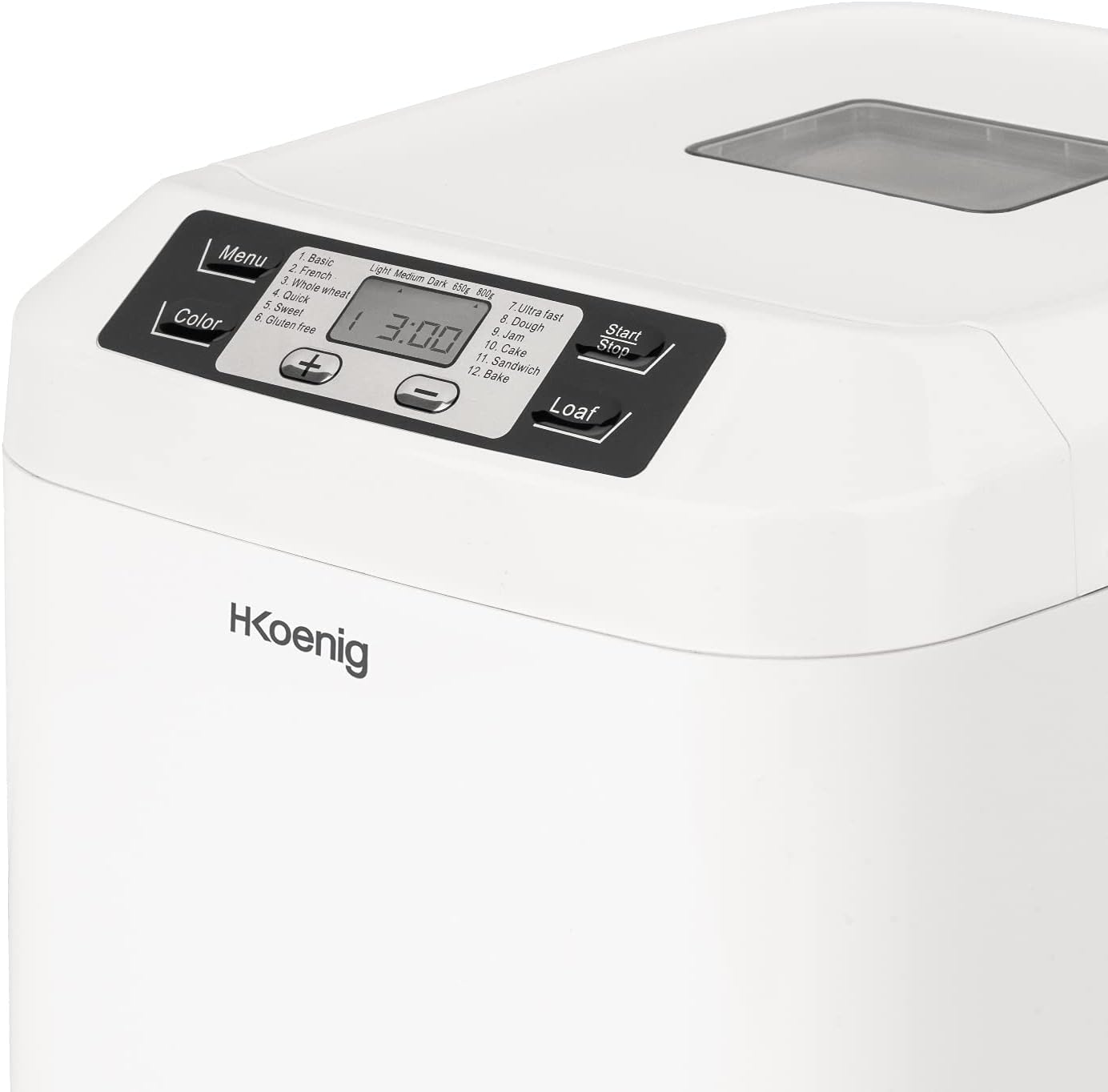 H.Koenig BAKE320 Macchina per il Pane, 12 Programmi,1 Senza Glutine,Mantenimento a Caldo,Schermo LCD,550W,3 livelli di doratura,Partenza Ritardata 13h H.Koenig BAKE320 Macchina per il Pane, 12 Programmi,1 Senza Glutine,Mantenimento a Caldo,Schermo LCD,550W,3 livelli di doratura,Partenza Ritardata 13h