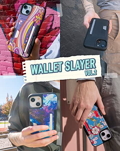 Image of Smartish iPhone 14 Wallet Case - Wallet Slayer Vol. 2 [Slim + Protective] Credit Card Holder w /Kickstand - Drop Tested Hidden Card Slot Cover Compatible w /Apple iPhone 14 - Groovy, Baby