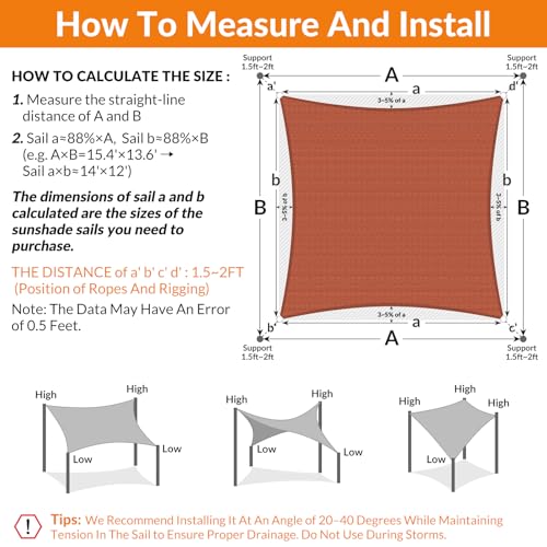 Image of KANAGAWA 24'X24' Sun Shade Sail Rust Red Curved Rectangle