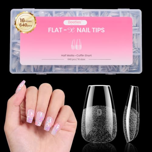 Image of Beetles Flat-X Soft Gel Nail Tips, Short Coffin, 640Pcs, 16 Sizes