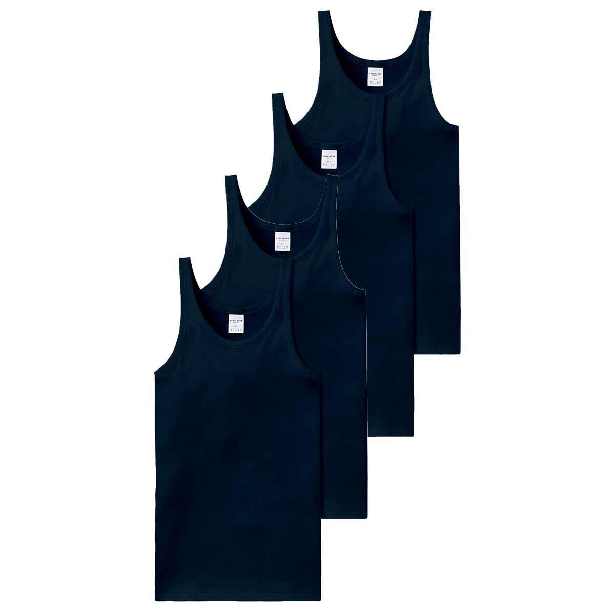 Schiesser Herrn 4er Pack - Cotton Essentials Feinripp Unterhemd/Tank-Top Baumwolle - 205144