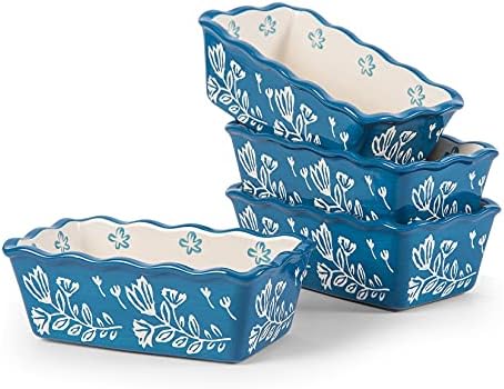 Wisenvoy Mini Loaf Pan Bread Pan Ceramic Loaf Pans for Baking Bread Mini Bread Loaf Pans 4-Pieces Bread Baking Pan