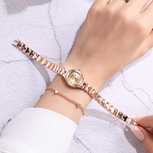 Relógio Feminino Mini Dourado Rosé Luxo Analógico Pequeno