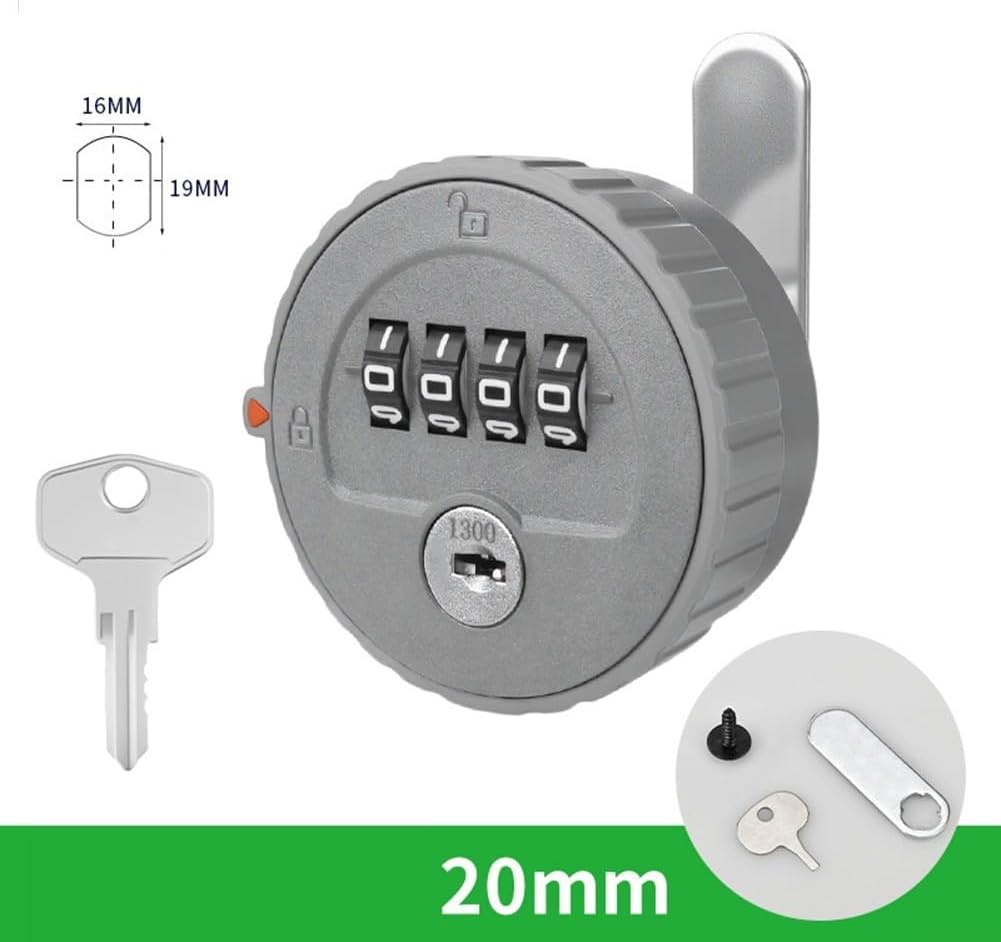 Password Lock Drawers and Cabinets - 20mm and 30mm Sizes, ABS + Zinc Alloy Combination Lock with Backup Key, Code Setting Home Office Storage(30mm gray)
