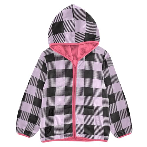 GuoChe Purple Buffalo Plaid Tartan Black Check Scotland Classic Toddler Boy Fleece Jacket