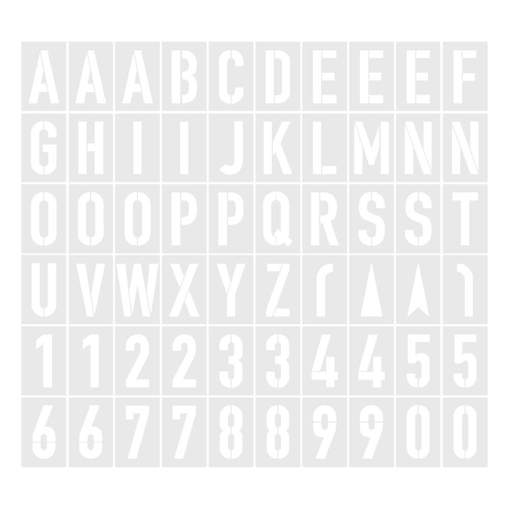 Schablonen-Set Buchstaben und Zahlen, 60-teilig, Kunststoff, Schrifthöhe 15 cm aus Kunststoff, Art.-Nr. 40651 | Schablonen-Set | Bodenschablone