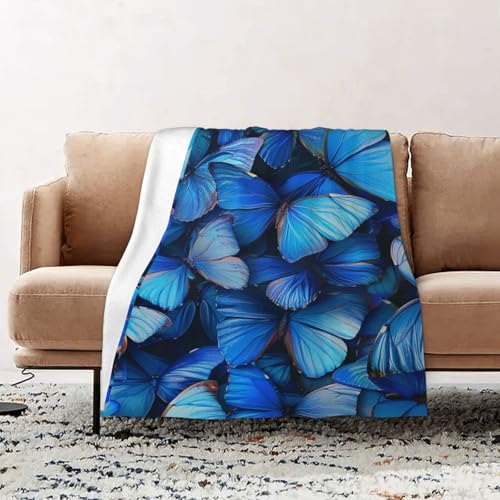 Couverture papillon bleu plaid lit chaud flanelle 101x152 - 3