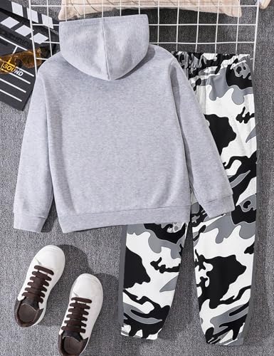 Image of Boys Clothes Boy Outfits 2-Piece Long Sleeve Hoodie and Camouflage Pants Boys Fall Winter Clothes for 6-16 Years