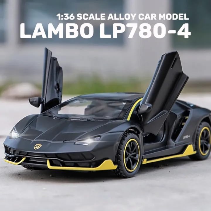 Image of Invite Enterprise 1:35 Scale LP780-4 Style Alloy Diecast Car Model with Sound & Light, Pull Back Metal Toy Car with Openable Doors, Kids Birthday Gift & Car Lovers Collection[Multicolor] [Pack of 1]