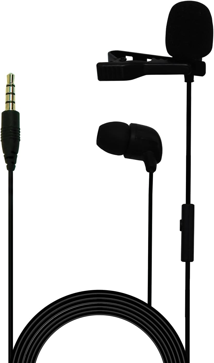 JBL Commercial CSLM30 Auxiliary Omnidirectional Lavalier Microphone with Earphone for Calls, Conferences and Monitoring