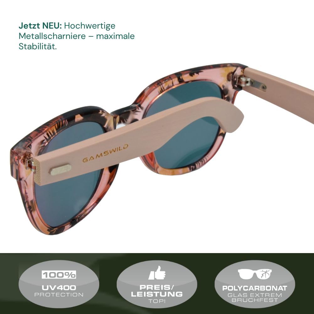 Gamswild WM1328 Sonnenbrille Bambus Modebrille Brille Damen Herren Unisex | rot-orange | grün | pink