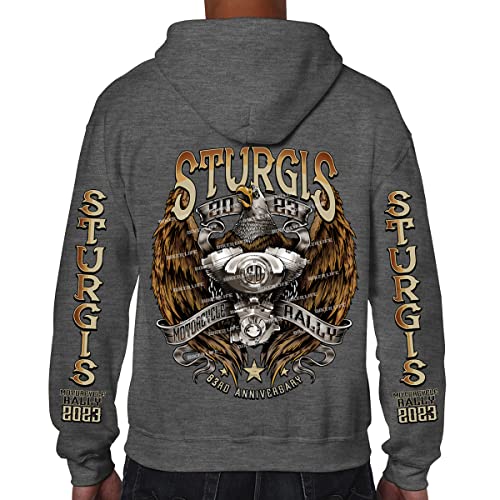 2023 Sturgis Motorcycle Rally Flying V Twin Eagle Zip-Up Hoodie