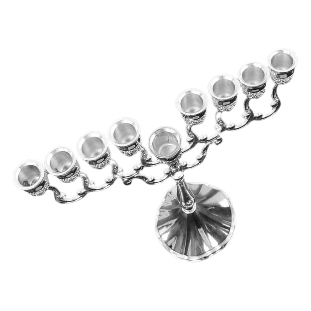 POPETPOP Candelabro Argento in Lega di Zinco a 9 Fiamme Stabile ed Elegante Stile Europeo Antico come Centrotavola Decorativo per Matrimoni e Feste