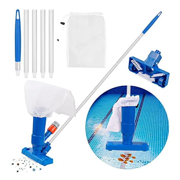 Pool Vacuum Cleaner Leaf Vacuum Cleaner with 47Pole Swimming Pool Vacuums with Mesh Bag Portable Pool Cleaning Tool Kit for Above Ground Pool Spa Pond Hot Tub