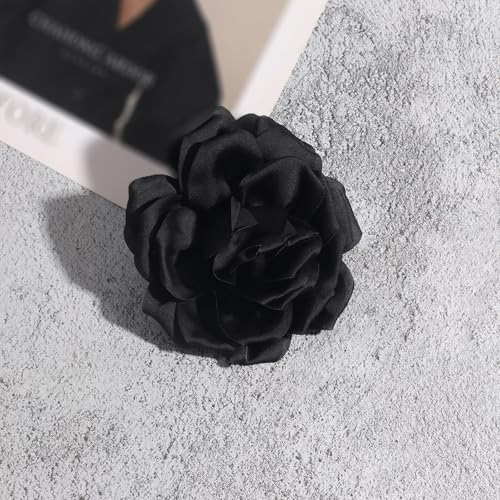Image of Flower Brooch Pins for Women 5.5in Lapel Pins Large Rose Floral Brooches Dainty Satin Fabric Brooches Rose Flower Hair Clips Wedding Party Dance Clothes Accessories Jewelry