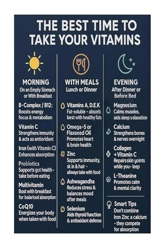 Vitamin Reference Chart Metal Sign Nutrition Infographic Wall-Art for Office Study Health Conscious Space Decor 8 X 12 inch