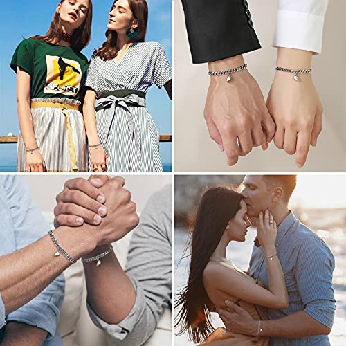 TempBeau Bracelet for Couple - Personalized ID Custom Engraving Bracelet, Braided Rope His and Her Bangle, Adjustable Friendship Bracelets for Sister BF GF, Pinky Promise Couple Bracelets Gifts4