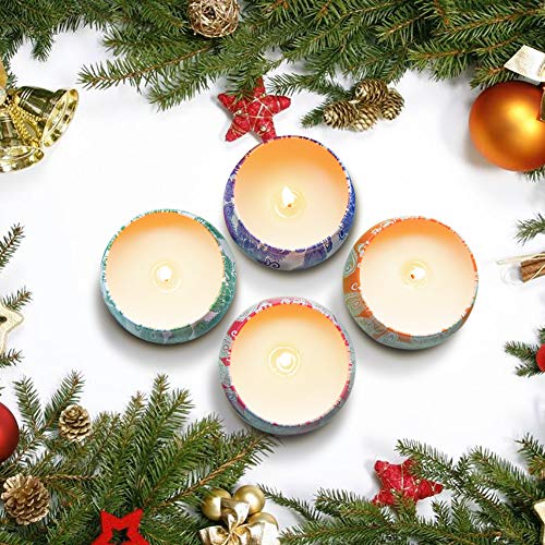 Scented Candles Gift Set, Natural Soy Wax Portable Travel Tin Candle Women Gift, Violet, Lavender, Cider Scent and Spring Fresh, for Stress Relief and Aromatherapy Set of 4 (4 x 4.4 Oz) - Thumbnail 6