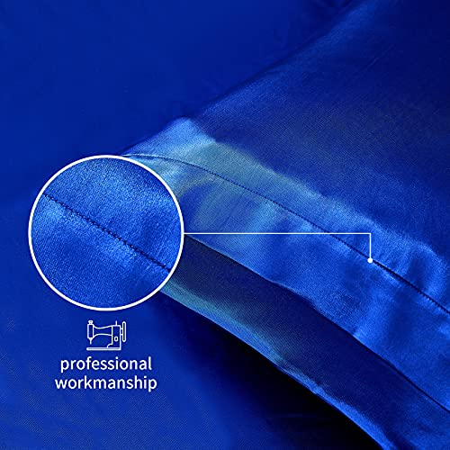 Yourose Satin Duvet Cover Set Queen Size,Luxury Silky Super Soft Bedding Sets With Zipper Closure-Resistant Wrinkle Free (Queen,Royal Blue,1 Duvet Cover +2 Pillowcase) #TOP2