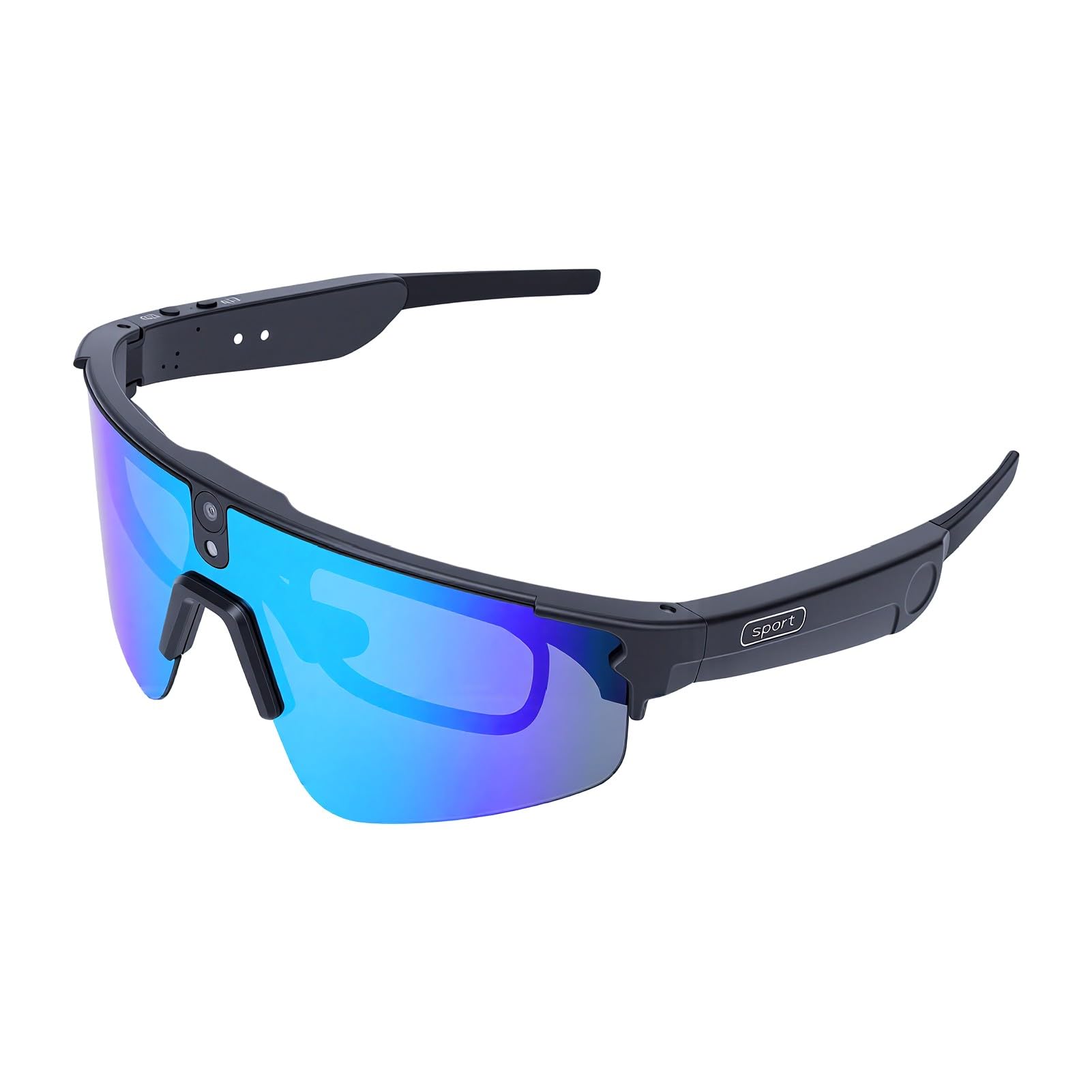 Dpofirs Gafas Inteligentes para Ciclismo, Gafas con Cámara 8 MP 4K con Grabación de Video y Estabilización EIS, con Altavoz y Micrófono para Música Llamadas, for Ciclismo Senderismo (Azul Negro)