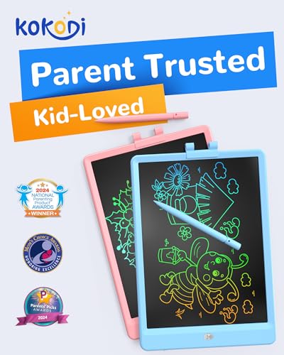 1. KOKODI LCD Writing Tablet for Toddlers – 10-Inch Doodle Board for Kids