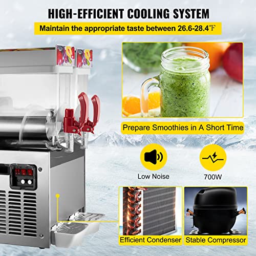 VEVOR Kommerziell Slusheis Maschine, 15 L x 2 Slush Eismaschine, 700 W Slusheis Eismaschine, Slush Maschine -2 ℃ ~ -3… – Bild 6