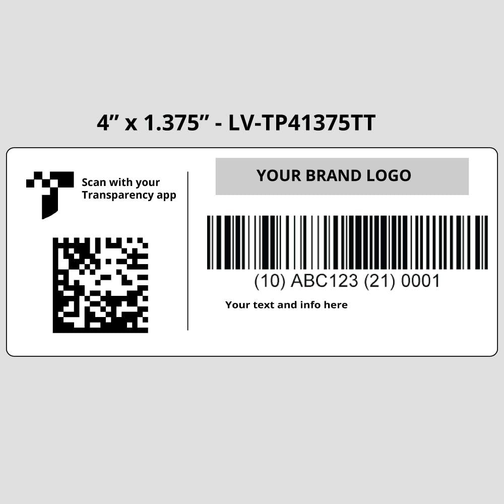 LabelValue.com | Amazon Transparency Labels - [500 Labels/1 Roll], 4” x 1.375”, Type 4 | Thermal Transfer Material