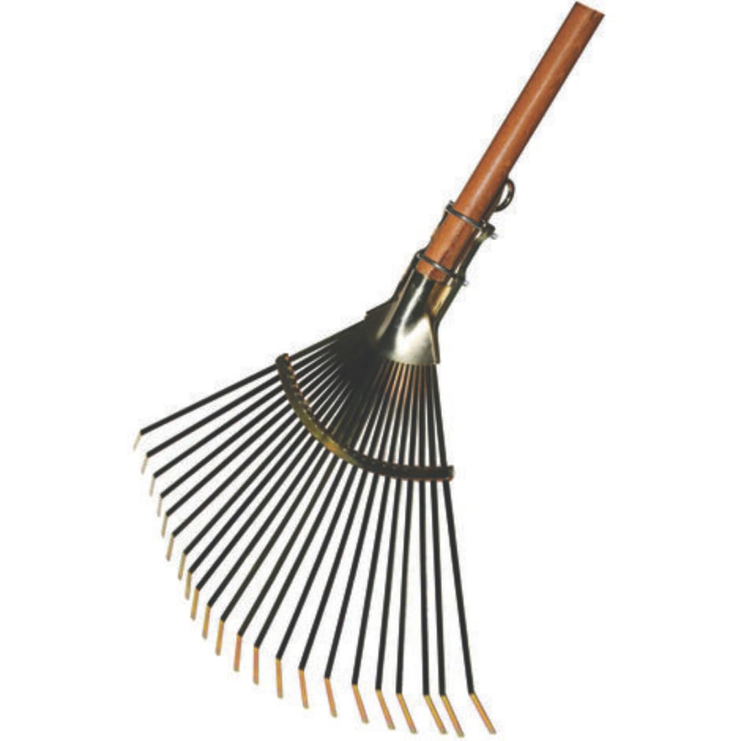 Rastrello per Foglie Regolabile in Acciaio 22 Denti con Manico in Legno di Faggio 150 cm – Attacco a Morsetto
