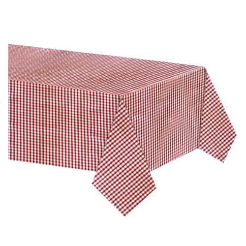 Acomoda Textil - Mantel Antimanchas Rectangular de Hule al Corte. Mantel Liso Elegante, Impermeable, Resistente y Lavable para Mesa, Ideal para Interior y Exterior. (140x200 cm, Cuadros Rojo)