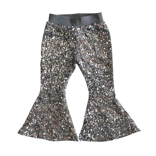 Toddler Girl Sequin Pants Gray Bell Bottom
