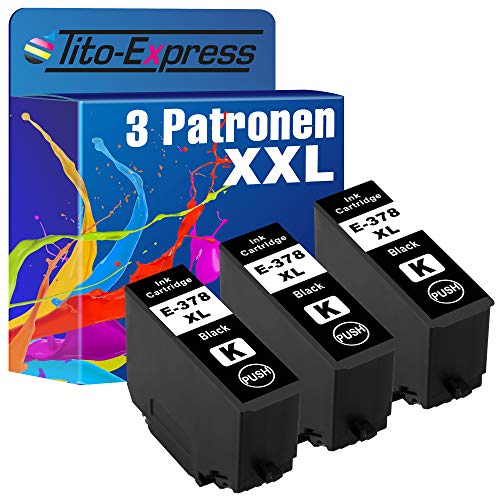 Tito-Express PlatinumSerie - Juego de 3 cartuchos XXL compatibles con Epson T3791 378XL para Expression Photo XP-15000 XP-8000 XP-8005 XP-8500 XP-8505 XP-8600 XP-8605