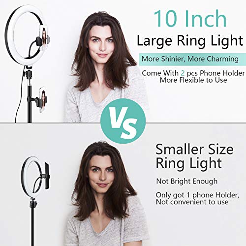 LED Ringlicht mit Stativ, 10 zoll / 25.4 CM Ringleuchte mit Stativ für handy Fernbedienung USB-betrieben 3 Lichtmodi 11 Helligkeitsstufen für Makeup, Live-Streaming, Selfie, Video-Chat, Vlog