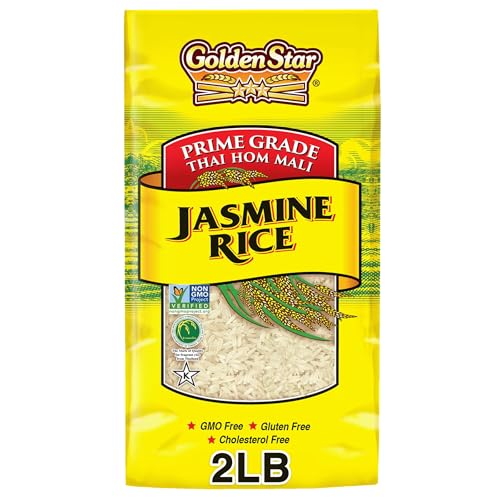 Golden Star Thai Hom Mali White Jasmine Rice - Prime Grade White Rice - 2 lb Bag