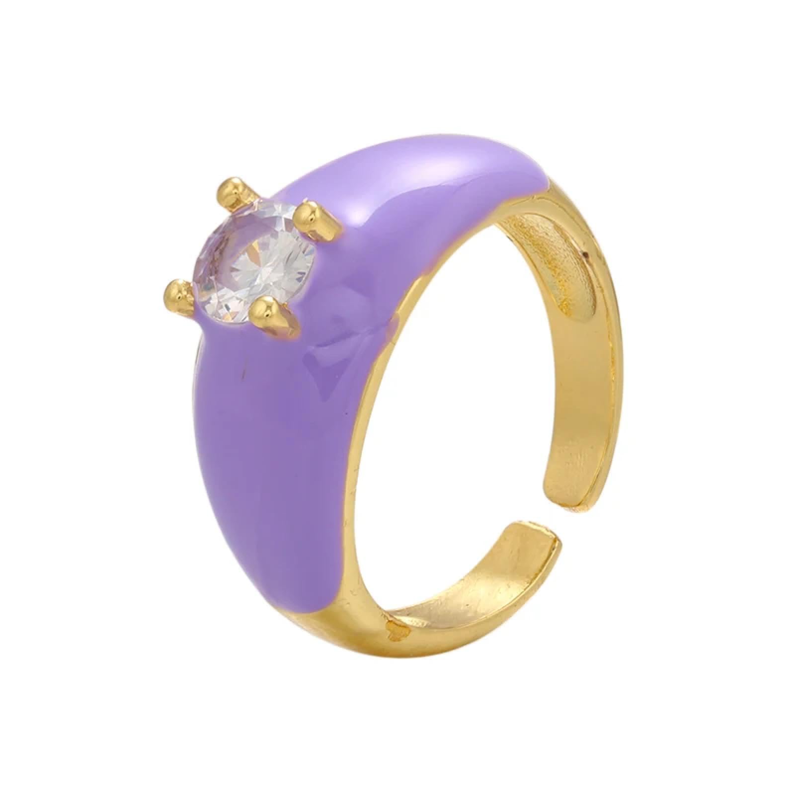 Bague émail néon ajustable bijouterie couleur or mode