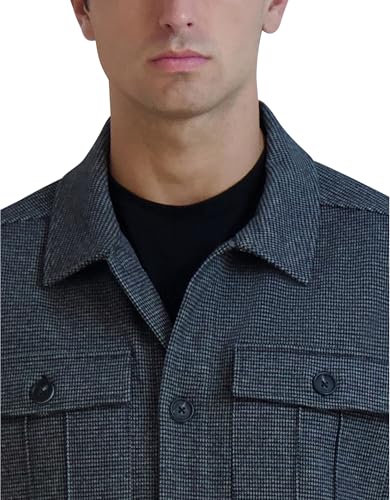 Image of KARL LAGERFELD Men's Long Sleeve Heathered Shirt Jacket