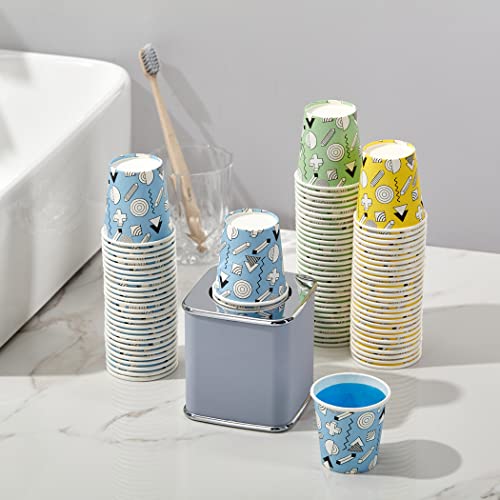 Siuq 300 Pack 3 Oz Paper Cups, Disposable Bathroom Cups, Mini Mouthwash Cups, Small Cups For Holiday Christmas Party, Hot/Cold Beverage Drinking Cup For Gargle Espresso Juice Medicine ( Geometry ) #TOP1