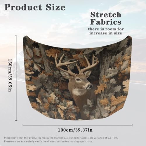Image of Renewold Elk Deer Camo Hutning Car Hood Cover Protector Hood Covers for Cars Spring Fall Summer Winter Hood Wrap Blanket Women Men Automotive Exterior Accessories Decor for Most Sedan Small SUV Truck
