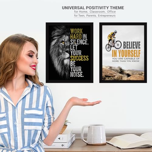 Image of Chaka Chaundh - Motivational Everyday we getQuote Frames - Inspirational Wall Art Quotes for OFFICE, STUDENT, STUDY ROOM - Work Hard, Believe in yourself, Ability (14 X 11 Inches - Set of 4)