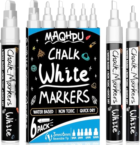 Maqhpu Weiß Kreidestifte für Fenster & Tafel Abwaschbar, 6 Stück...