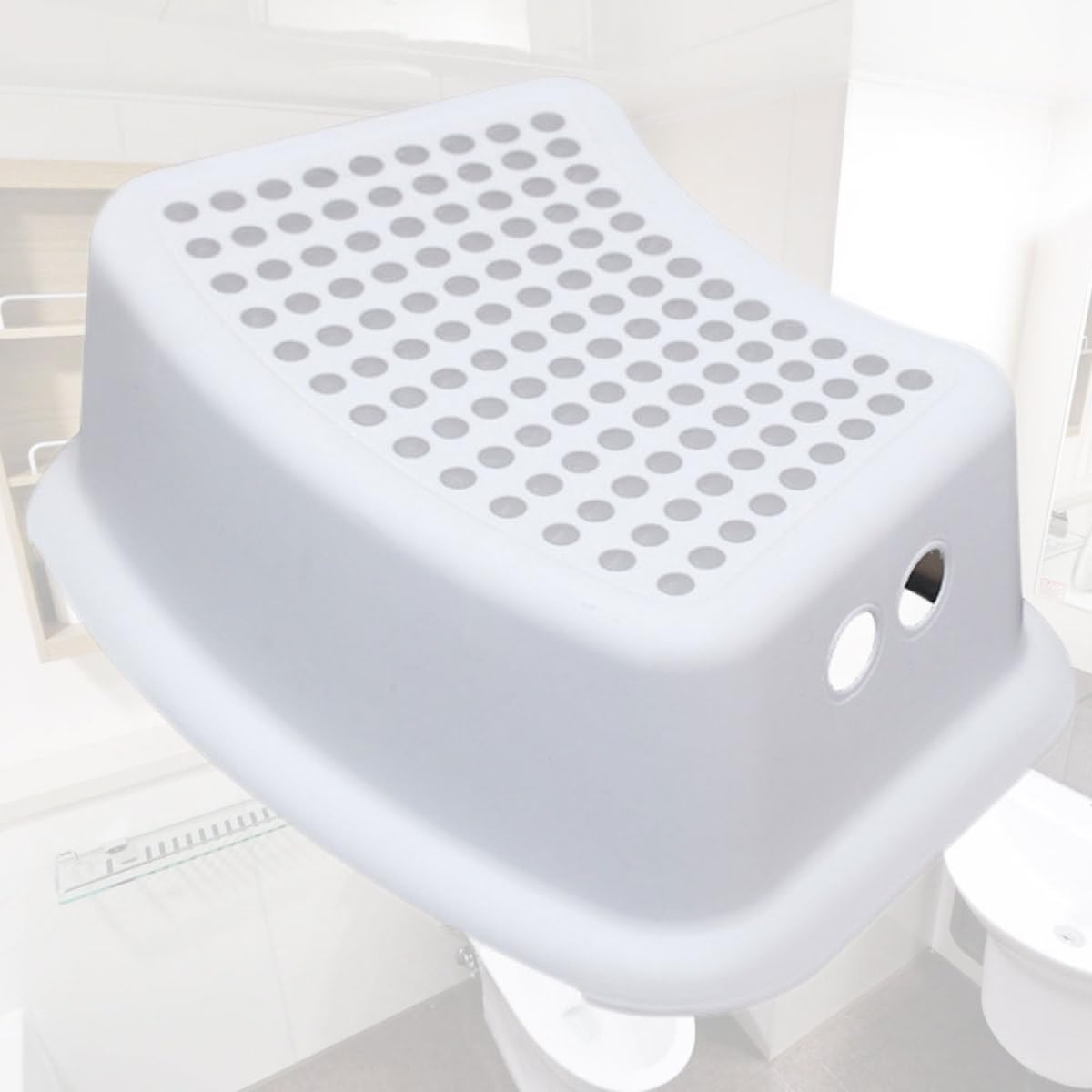 Sgabello Ragazzo Ragazza Antiscivolo in Plastica, Leggero e Portatile, per Bagno e Toilette, Struttura Rettangolare Robusta, Bianco per Ragazzo Ragazza