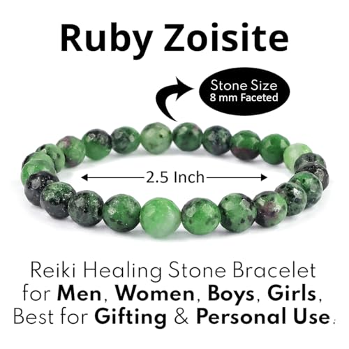 Image of Reiki Crystal Products Natural Crystal Stone 8 mm Faceted Diamond Cut Beads Bracelet for Men & Women | Reiki Charged Gemstone Bracelet | Multiple Stone Variants Available