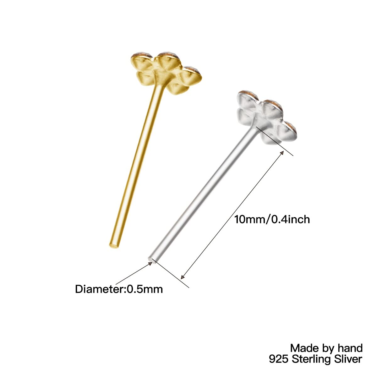 Gioielleria 20pcs / lot 925 925 Silver Flower Anello Nato Nose Pieding Stud Piercing Body Gioielli Piercing Nariz Aros Plata Piercing Al Naso