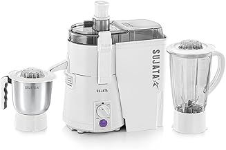 Sujata Powermatic Plus Juicer Mixer Grinder|900 Watts Double Ball Bearing Motor|22000 RPM|Non-Stop 90 Mins Running|2 Jars including 1750ml Blender, 1000ml Grinder Jar| (White)