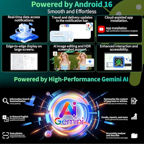 Image of Android Tablet with Keyboard - 10 inch Android 16 Tablet with 26GB+256GB+2TB Expand, Electronic Tablet with 8-Core, Gemini AI, 5G WiFi, 8000mAh, GPS, GMS, Tablet PC with Case /Mouse /Stylus(Silver Case)