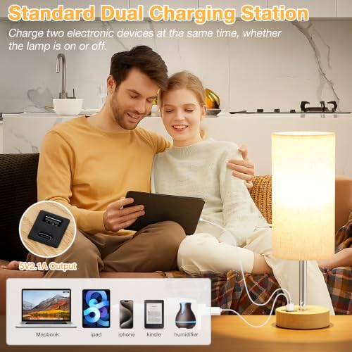 Dicoool Bedside Table Lamp for Bedroom - 3-Way Dimmable Touch Lamp, USB A+C - Image 4