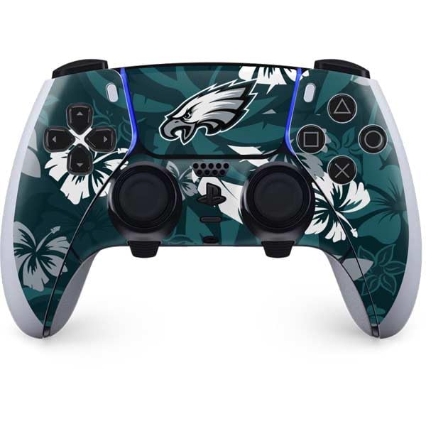 Skinit Decal Gaming Skin Compatible with PS5 DualSense Edge Pro Controller - Officially Licensed NFL Philadelphia Eagles Tropical Print Design