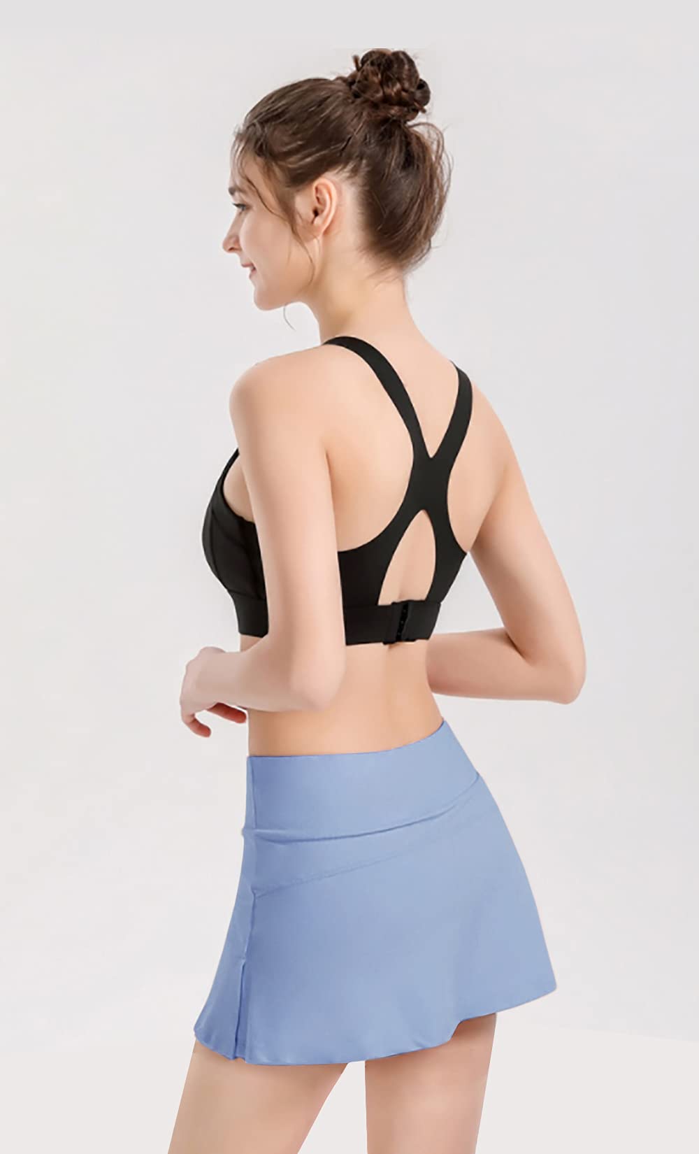 Always - Minigonna svasata da donna, a vita alta, casual, elasticizzata, a pieghe, Ap025 / Blu, M